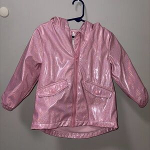 Primark Pink Sparkle Glitter Unicorn Rain Jacket Fleece Lined Zip Hooded 18-24